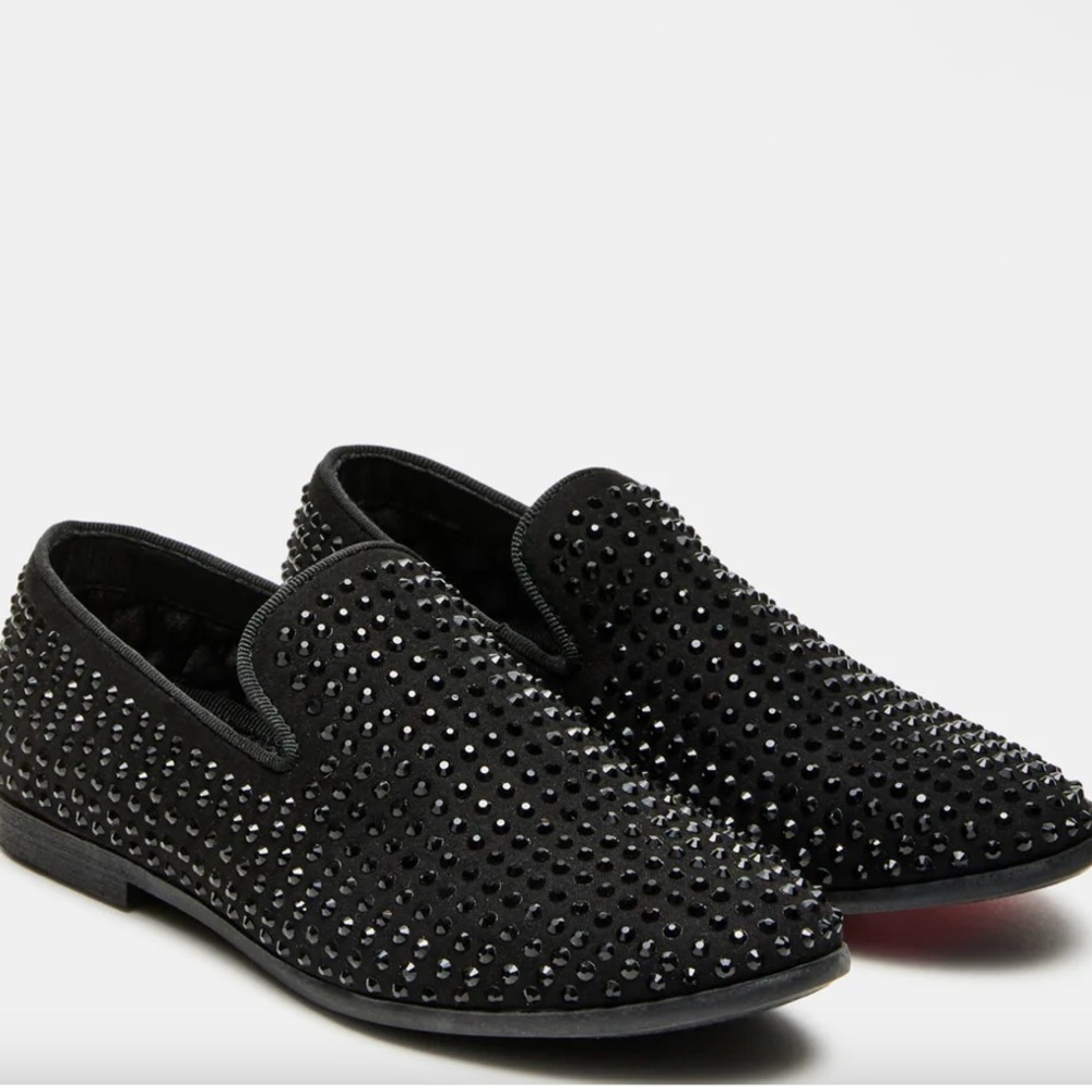 Stylish Black Kids Shoes with Rhinestone Detailing